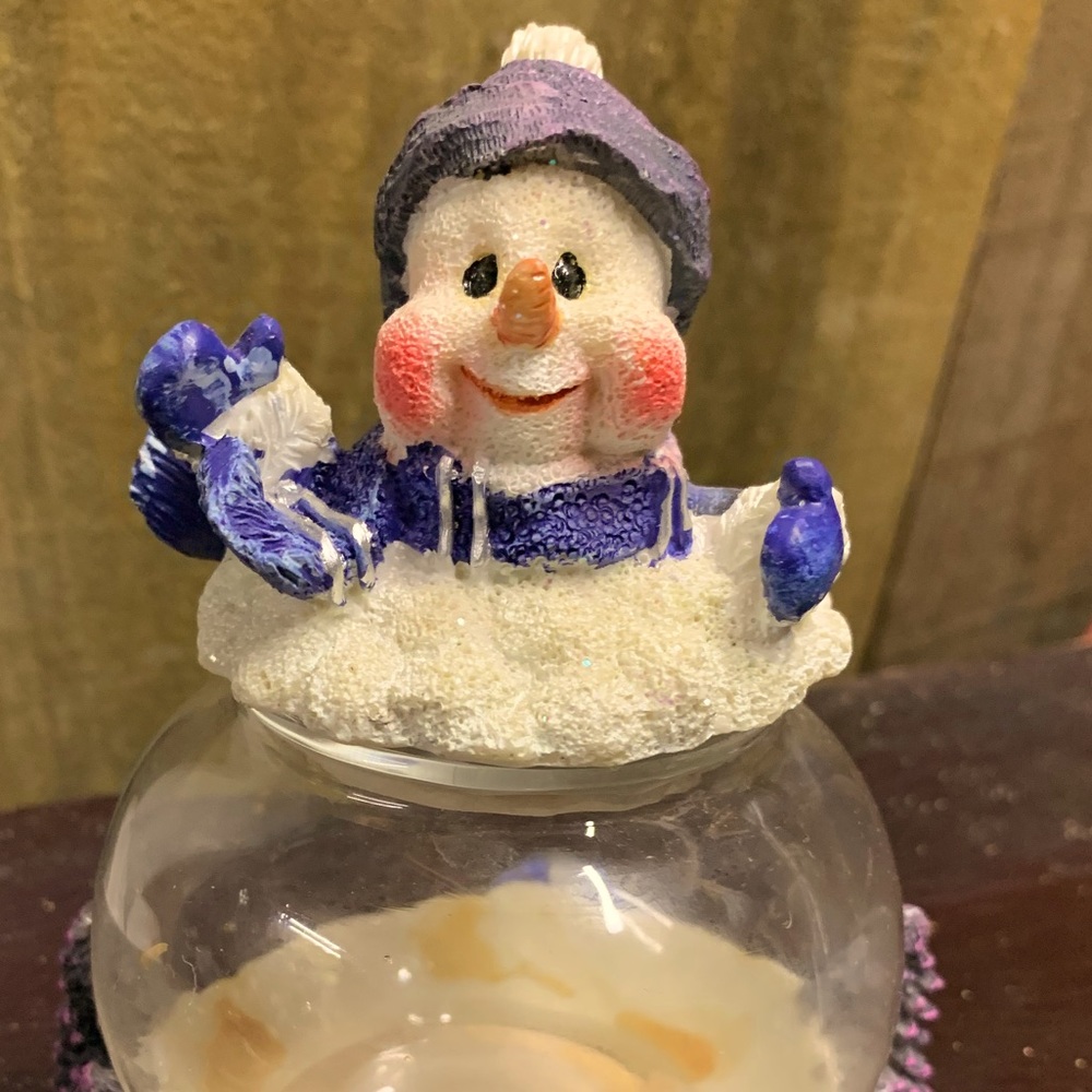 Vintage snowman candle holders set of 2